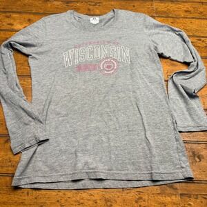 Russell Athletic University of Wisconsin Badgers Gray Long Sleeve Shirt Womens L